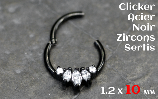 Clicker acier noir 1.2 x 10 zircons sertis