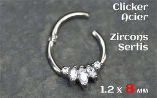 Clicker acier 1.2 x 8 - zircons sertis