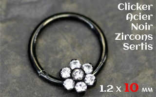 Clicker acier Noir 1.2 x 10 - zircons sertis