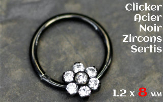 Clicker acier Noir 1.2 x 8 - zircons sertis
