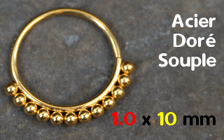 Anneau souple Acier Doré 1.0 x 10 mm