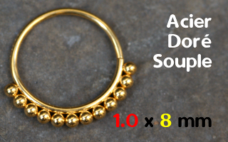 Anneau souple Acier Doré 1.0 x 8 mm