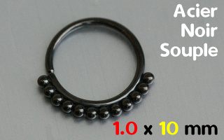 Anneau souple Acier Noir 1.0 x 10 mm