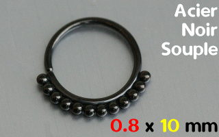 Anneau souple Acier Noir 0.8 x 10 mm