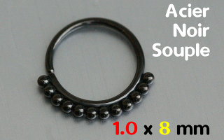 Anneau souple Acier Noir 1.0 x 8 mm