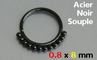 Anneau souple Acier Noir 0.8 x 8 mm