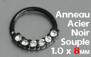 Anneau souple Acier Noir 1.0 x 8 mm