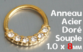 Anneau souple Acier Doré 1.0 x 8 mm