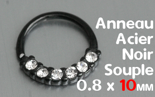 Anneau souple Acier Noir 0.8 x 10 mm