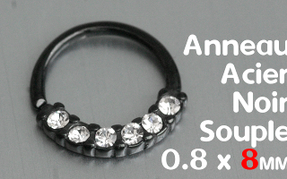 Anneau souple Acier Noir 0.8 x 8 mm