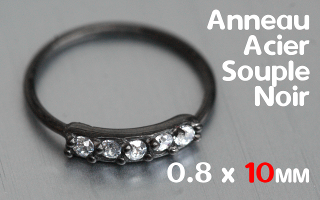 Anneau souple Acier Noir 0.8 x 10 mm