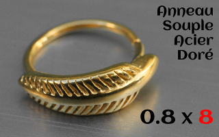 Anneau Acier Doré souple 0.8 x 8 - plume