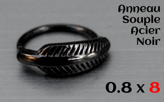Anneau Acier Noir souple 0.8 x 8 - plume