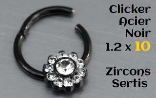 clicker acier Noir 1.2 x 10 - zircons sertis