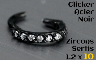 Clicker acier Noir 1.2 x 10 - zircons sertis