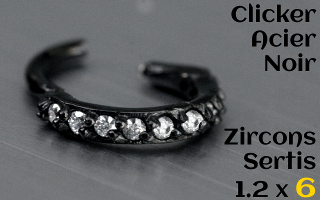 Clicker acier Noir 1.2 x 6 - zircons sertis