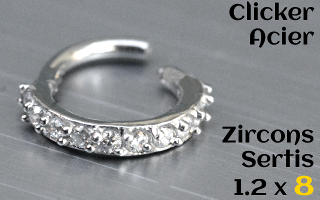 Clicker acier 1.2 x 8 - zircons sertis
