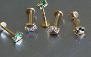 labret 1.2x8 Acier - zircon sertis - autre vue